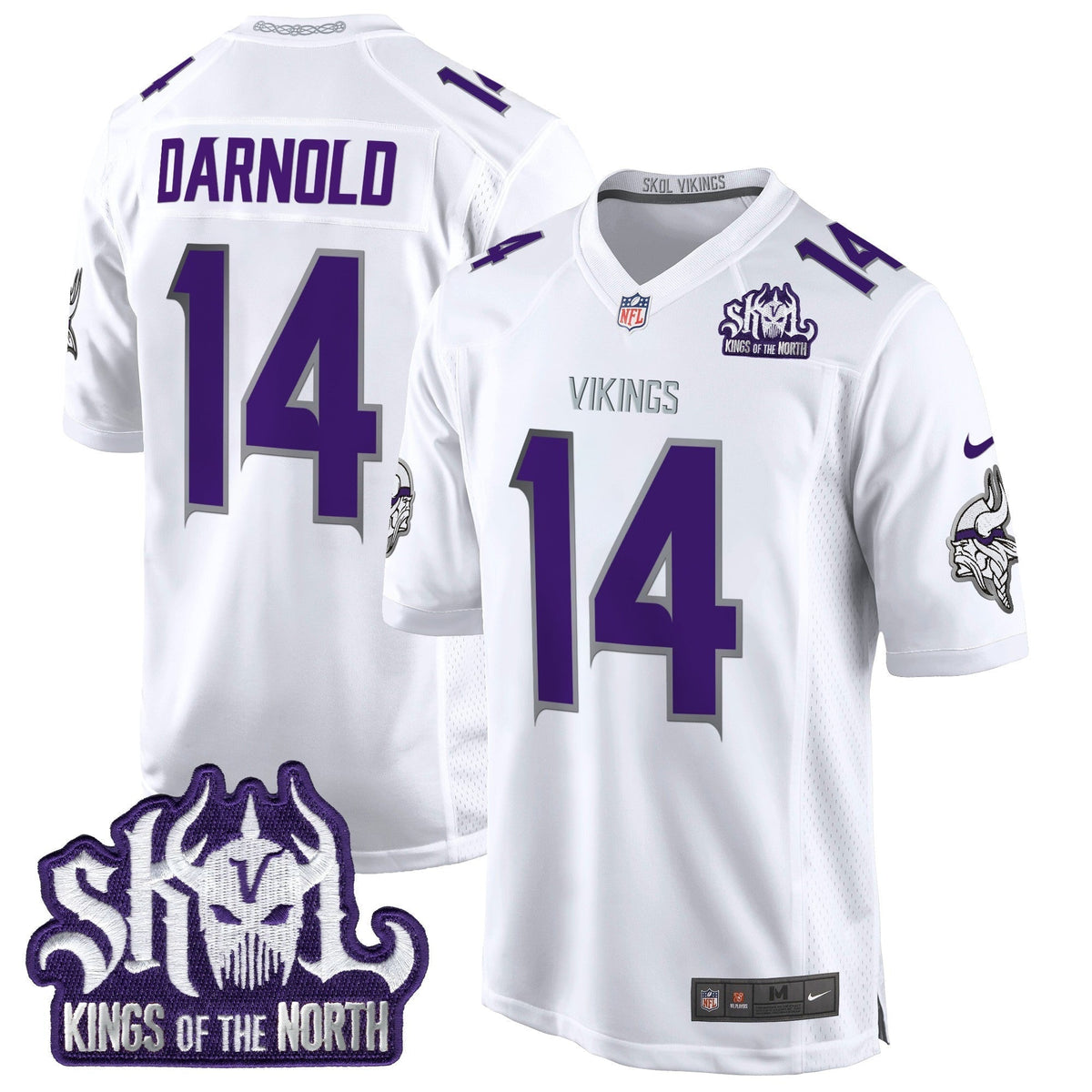 Men's Minnesota Vikings King Of The North Patch Throwback Game Jersey - All Stitched