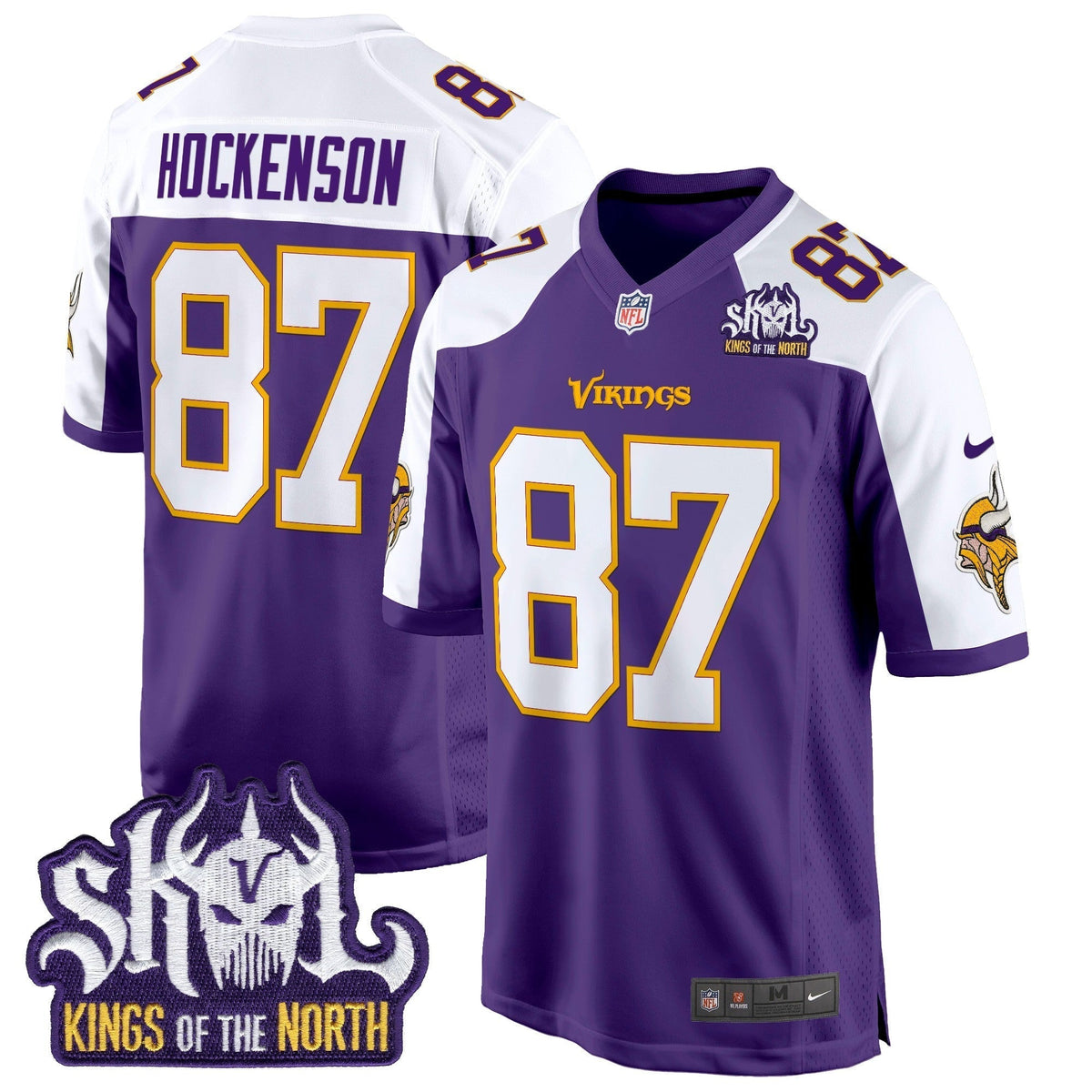 Men's Minnesota Vikings King Of The North Patch Throwback Game Jersey - All Stitched