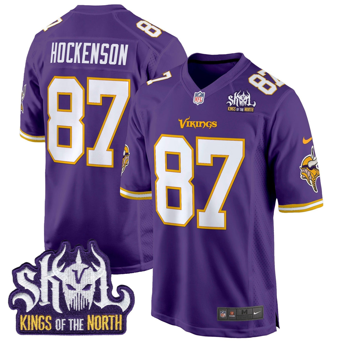Men's Minnesota Vikings King Of The North Patch Throwback Game Jersey - All Stitched