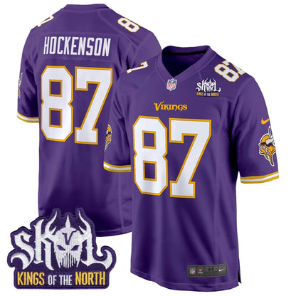 Men's Minnesota Vikings King Of The North Patch Throwback Game Jersey - All Stitched