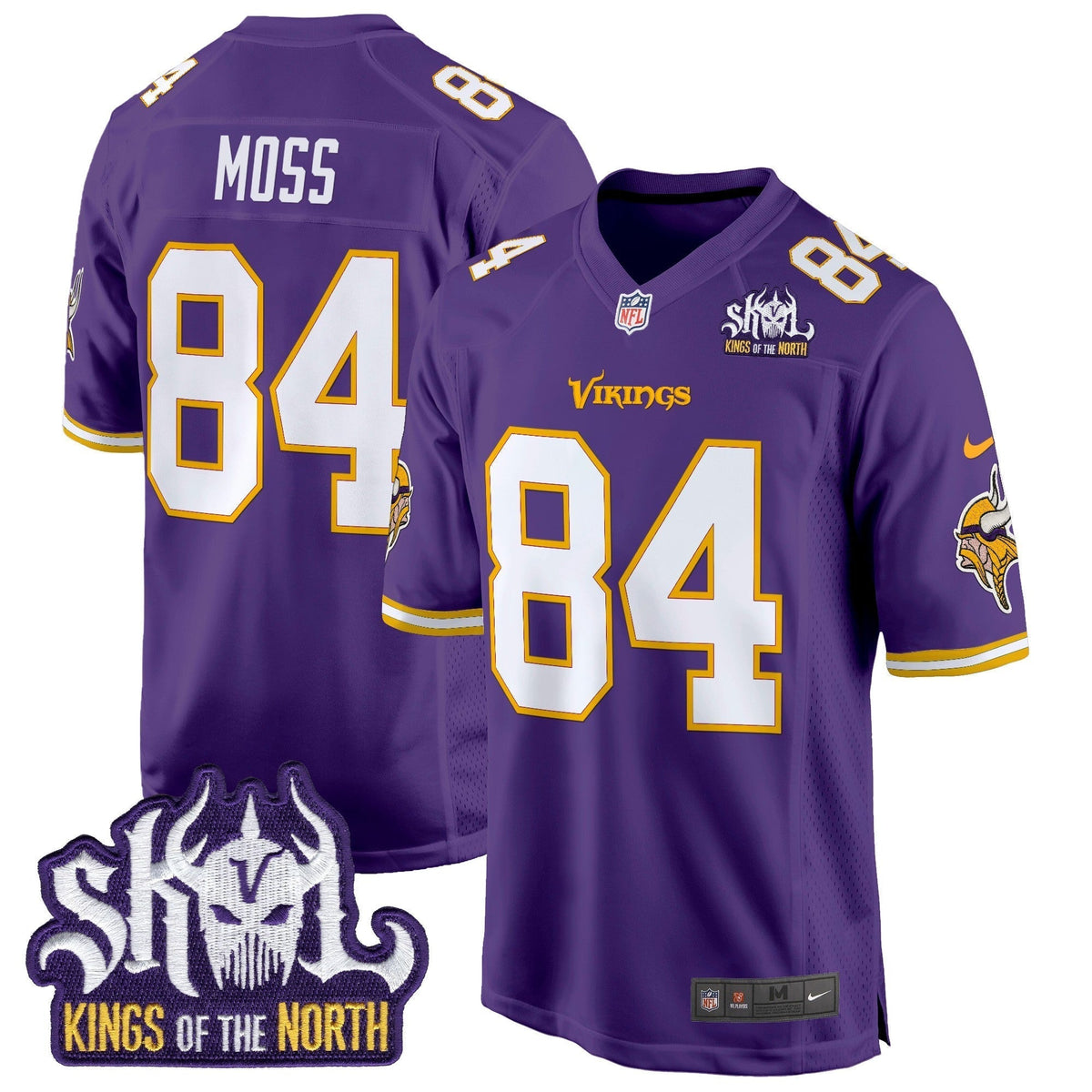 Men's Minnesota Vikings King Of The North Patch Throwback Game Jersey - All Stitched