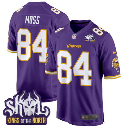 Men's Minnesota Vikings King Of The North Patch Throwback Game Jersey - All Stitched