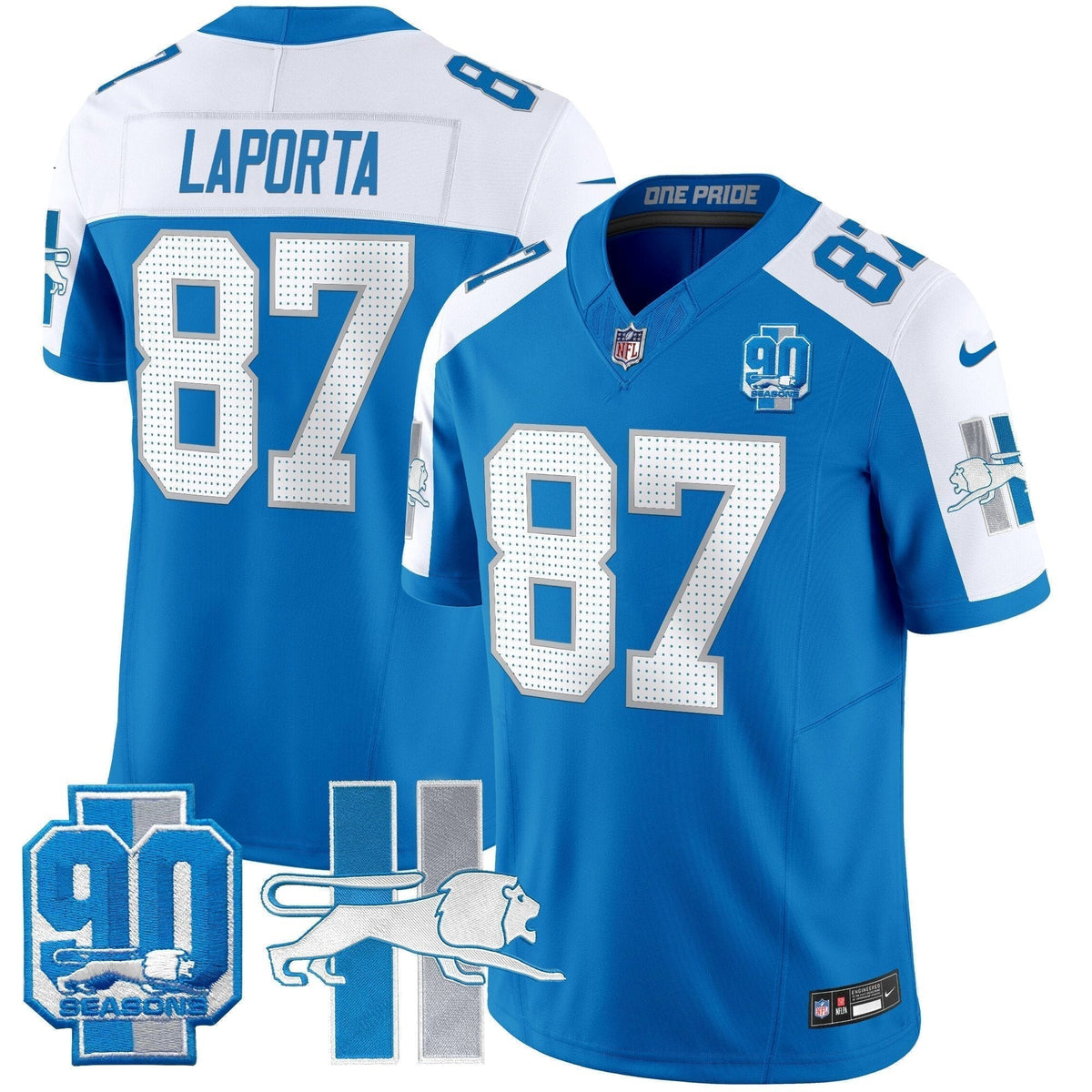 Men's Detroit Lions Throwback 90th Year Patch Vapor Limited Jersey - All Stitched
