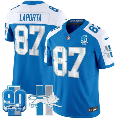 Men's Detroit Lions Throwback 90th Year Patch Vapor Limited Jersey - All Stitched
