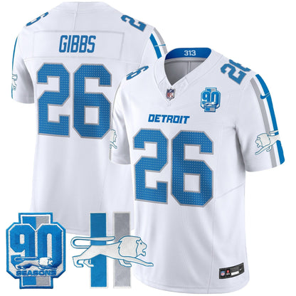 Men's Detroit Lions Throwback 90th Year Patch Vapor Limited Jersey - All Stitched