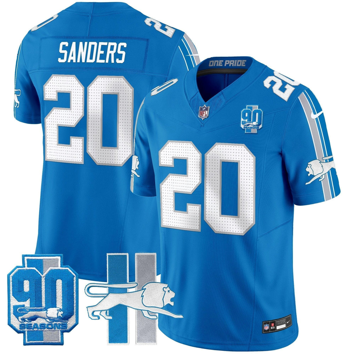 Men's Detroit Lions Throwback 90th Year Patch Vapor Limited Jersey - All Stitched
