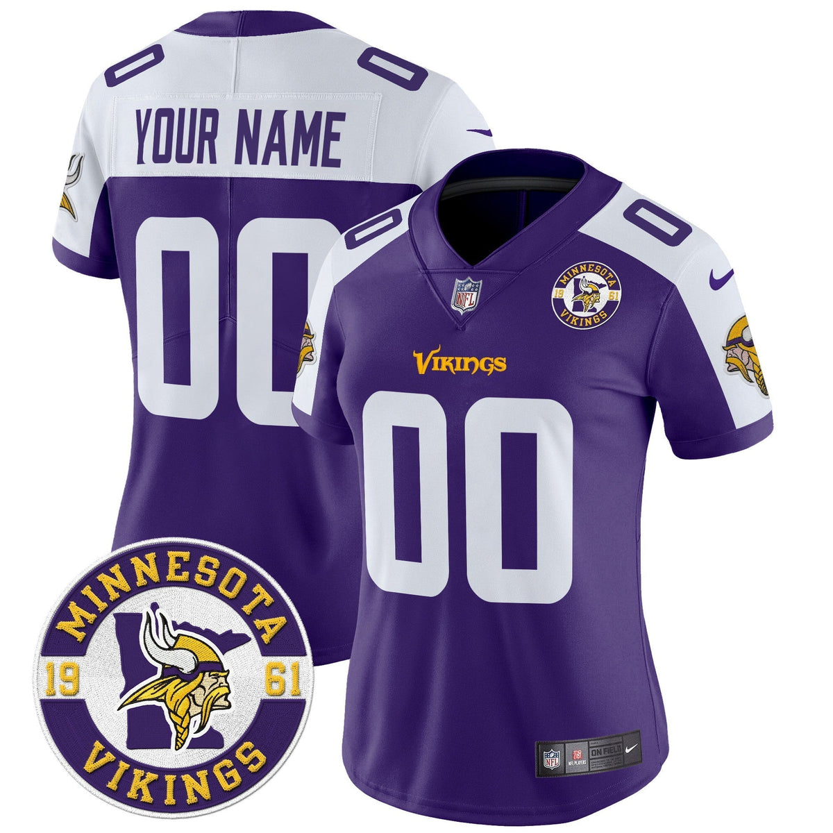 Minnesota Vikings 2024 Vapor Limited Custom Jersey V2 - Est. 1961 Patch - All Stitched