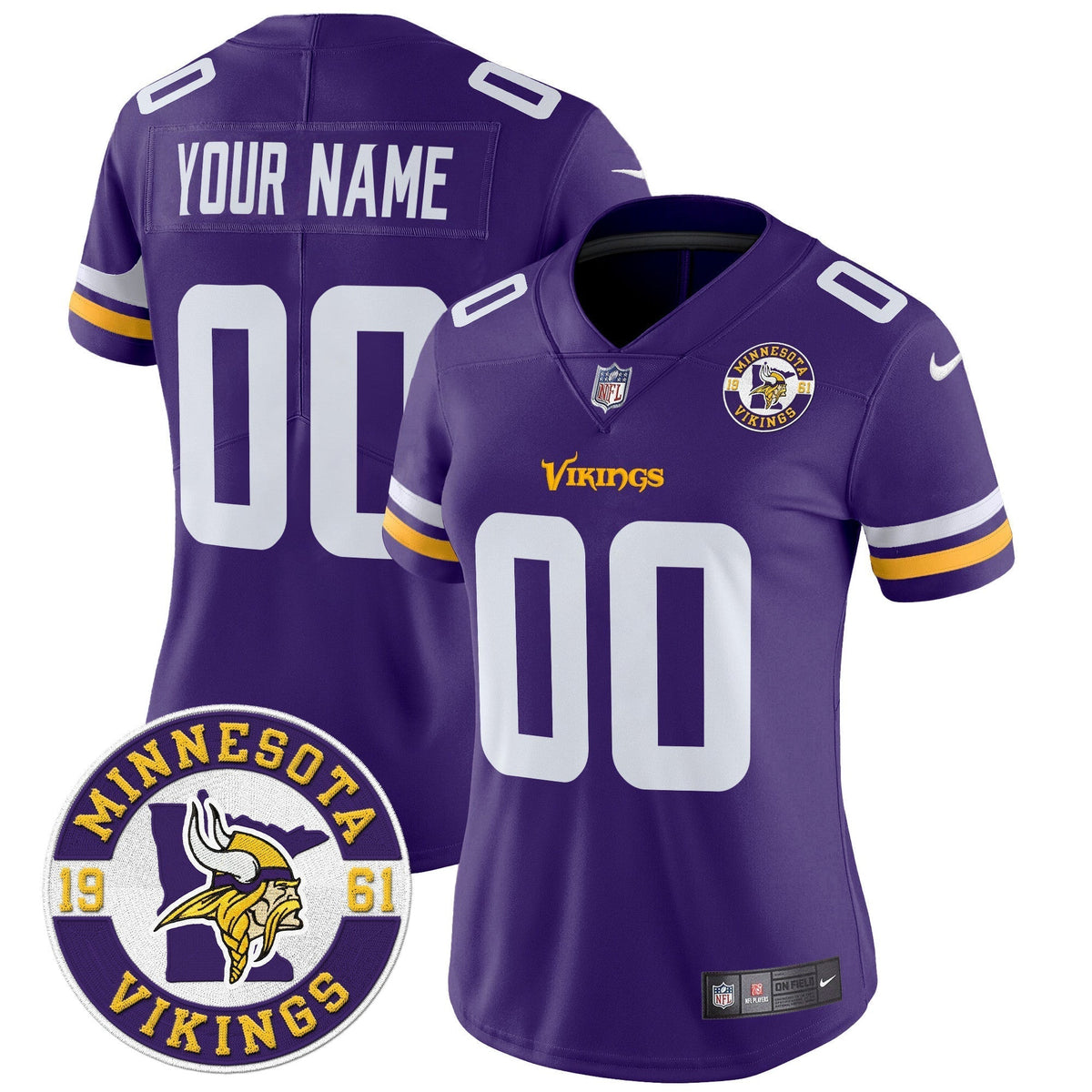 Minnesota Vikings 2024 Vapor Limited Custom Jersey V2 - Est. 1961 Patch - All Stitched