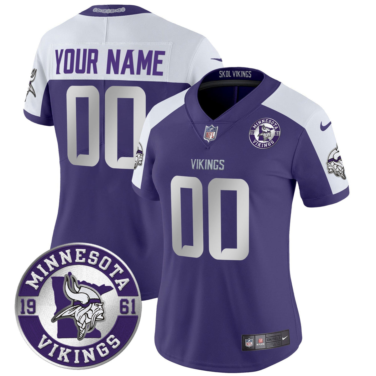 Minnesota Vikings 2024 Vapor Limited Custom Jersey - Est. 1961 Patch - All Stitched
