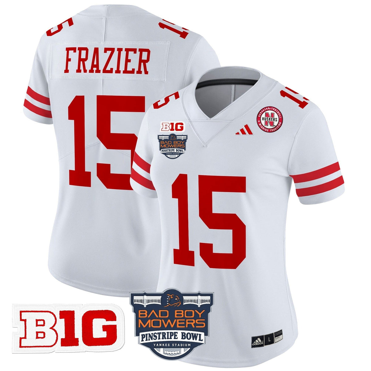 Women's Nebraska Cornhuskers 2025 Pinstripe Bowl Patch Vapor Limited Jersey - All Stitched