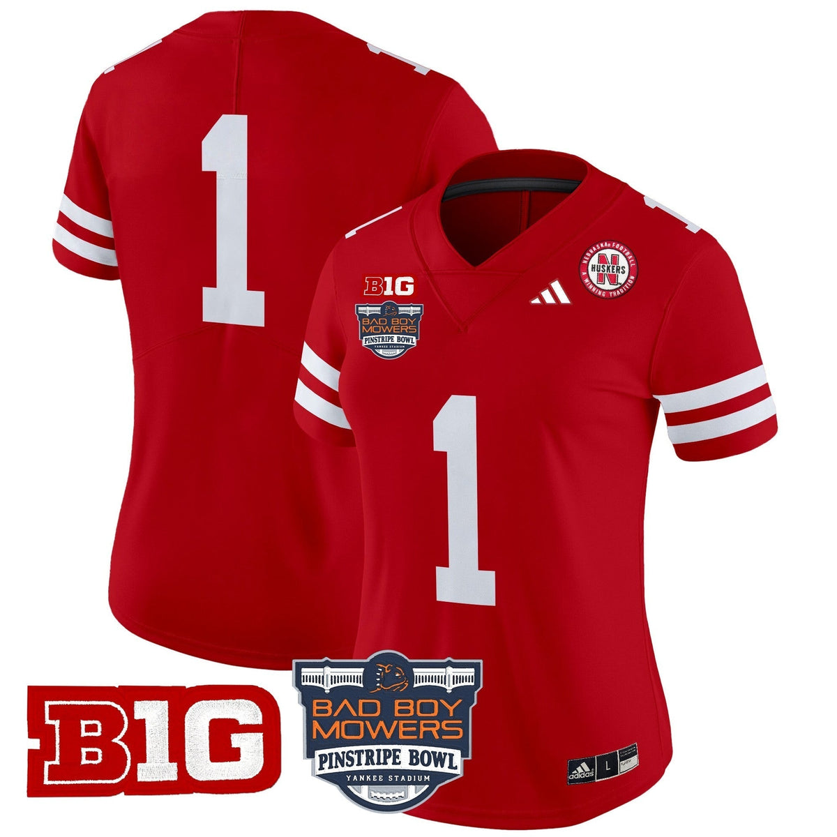 Women's Nebraska Cornhuskers 2025 Pinstripe Bowl Patch Vapor Limited Jersey - All Stitched