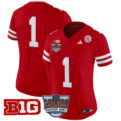 Women's Nebraska Cornhuskers 2025 Pinstripe Bowl Patch Vapor Limited Jersey - All Stitched