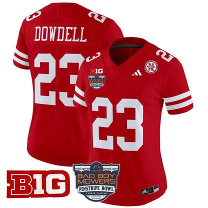 Women's Nebraska Cornhuskers 2025 Pinstripe Bowl Patch Vapor Limited Jersey - All Stitched