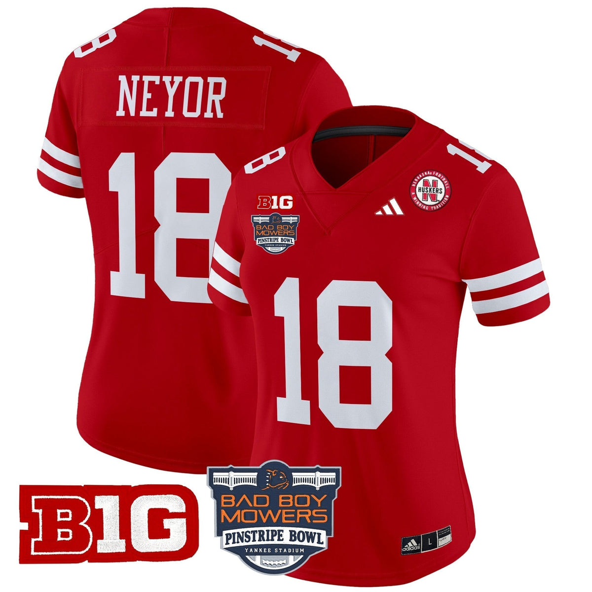 Women's Nebraska Cornhuskers 2025 Pinstripe Bowl Patch Vapor Limited Jersey - All Stitched