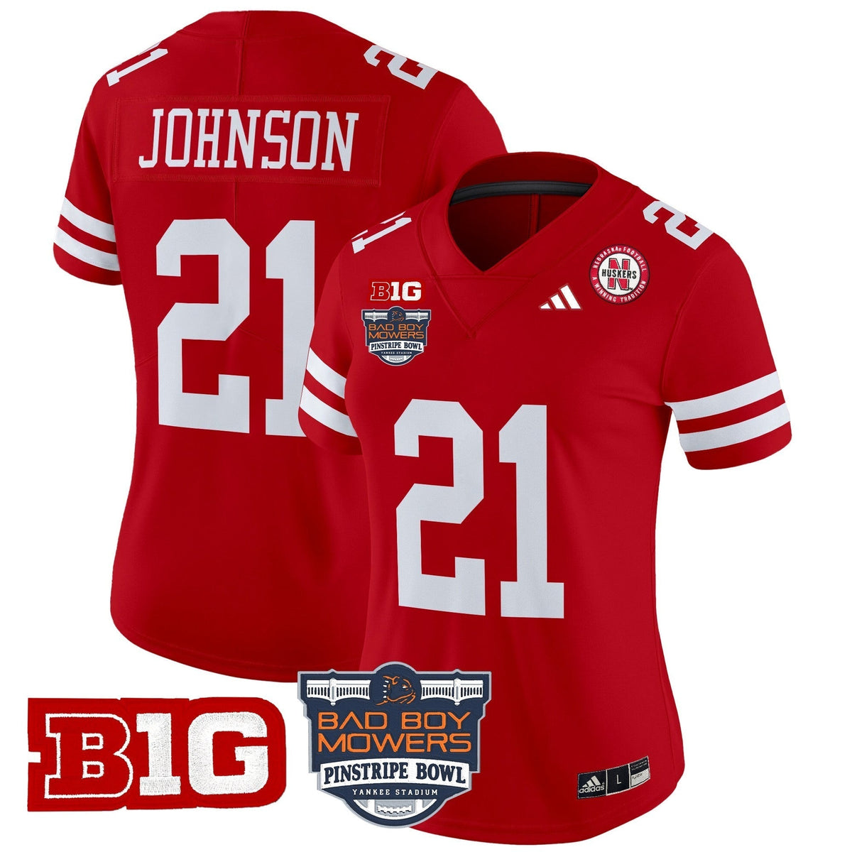 Women's Nebraska Cornhuskers 2025 Pinstripe Bowl Patch Vapor Limited Jersey - All Stitched