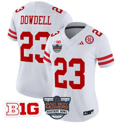 Women's Nebraska Cornhuskers 2025 Pinstripe Bowl Patch Vapor Limited Jersey - All Stitched