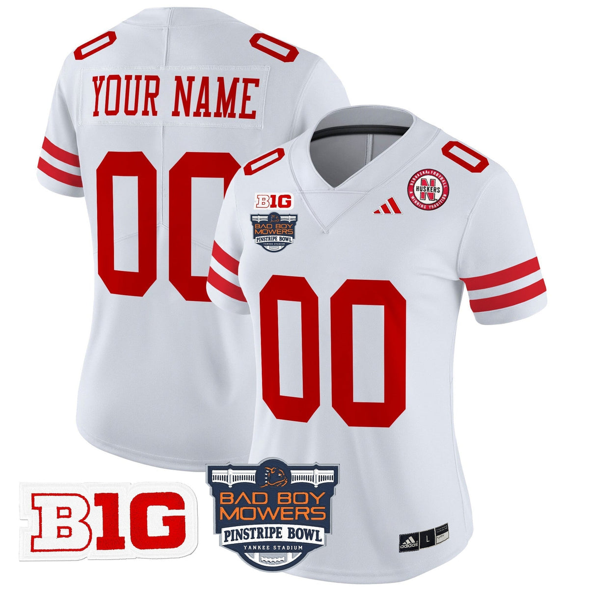 Nebraska Cornhuskers 2025 Pinstripe Bowl Patch Vapor Limited Custom Jersey - All Stitched
