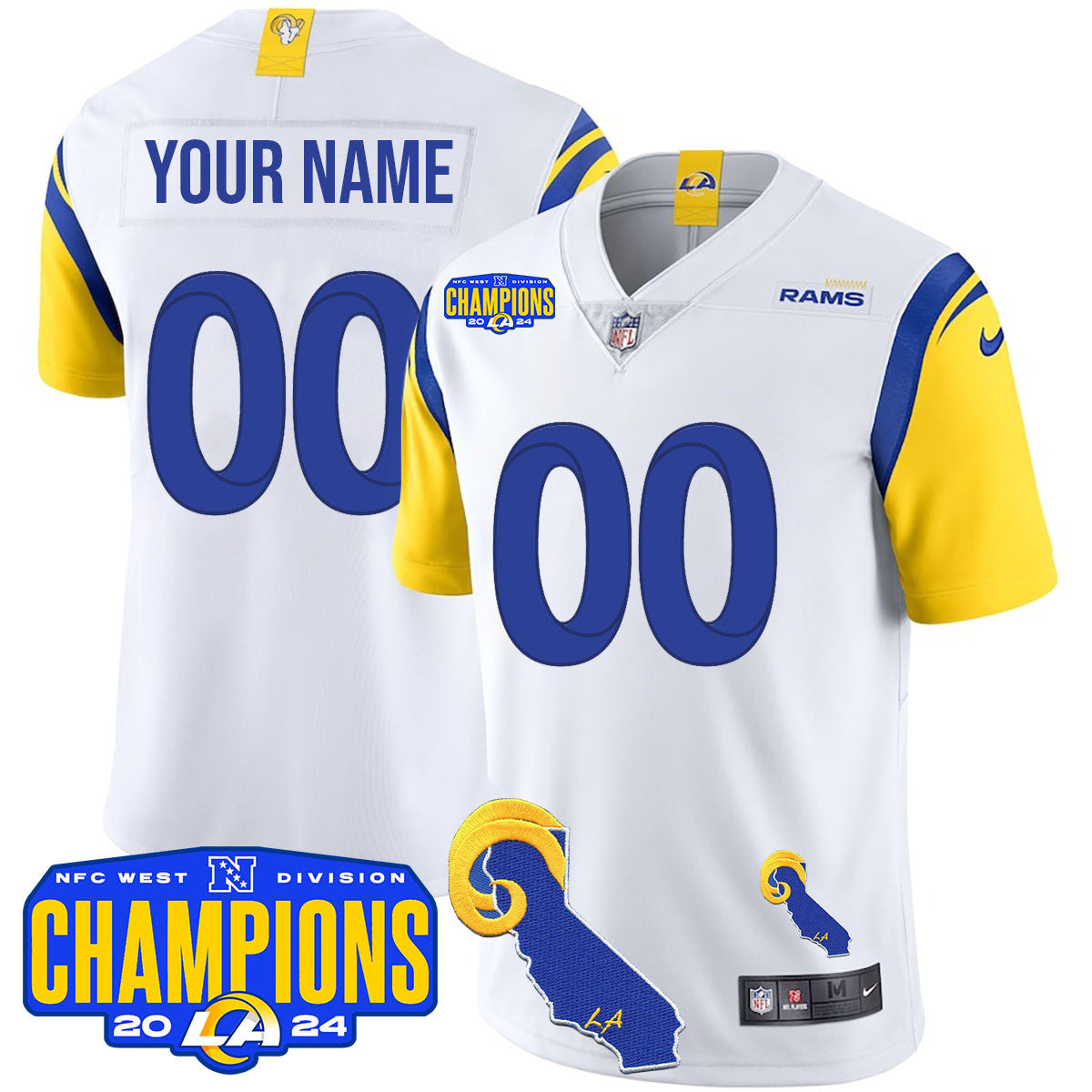 Custom Gender/Name LAR 2024 NFC West Division Champions Jersey - Stitched