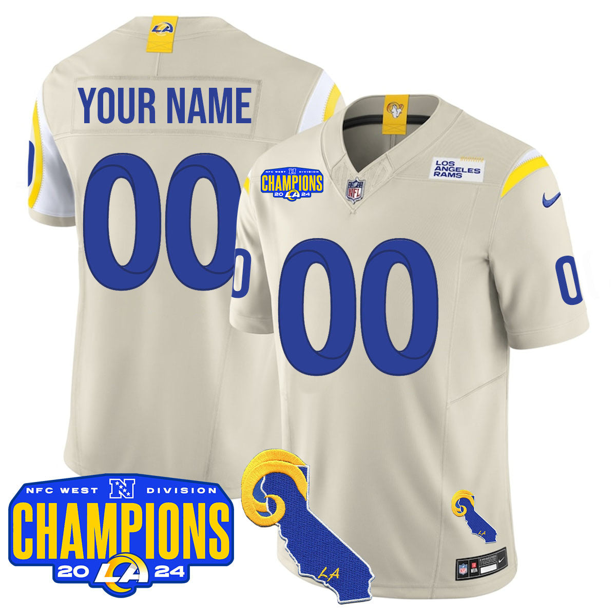 Custom Gender/Name LAR 2024 NFC West Division Champions Jersey - Stitched