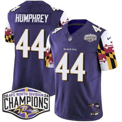 Ravens Maryland Flag 2024 AFC North Division Champions Patch Vapor Limited Jersey - Stitched