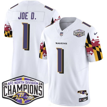 Ravens Maryland Flag 2024 AFC North Division Champions Patch Vapor Limited Jersey - Stitched