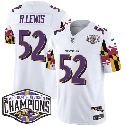 Ravens Maryland Flag 2024 AFC North Division Champions Patch Vapor Limited Jersey - Stitched