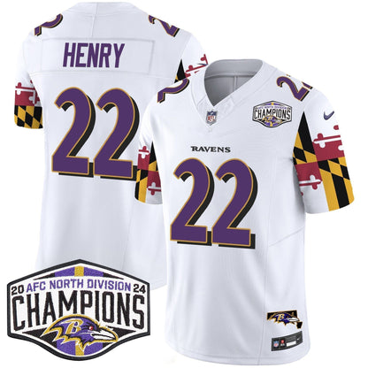 Ravens Maryland Flag 2024 AFC North Division Champions Patch Vapor Limited Jersey - Stitched