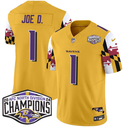 Ravens Maryland Flag 2024 AFC North Division Champions Patch Vapor Limited Jersey - Stitched