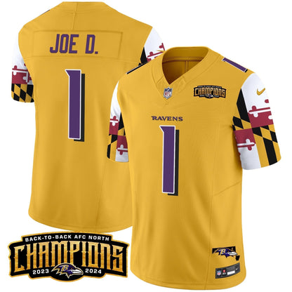 Ravens Maryland Flag Back To Back AFC North Champions Patch Vapor Limited Jersey - Stitched