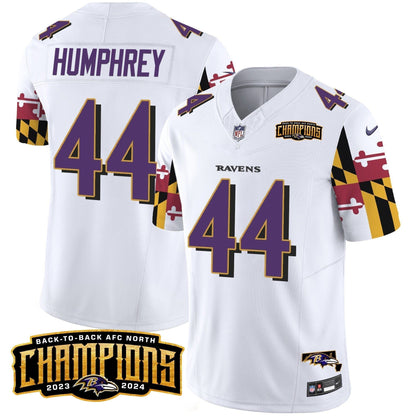 Ravens Maryland Flag Back To Back AFC North Champions Patch Vapor Limited Jersey - Stitched