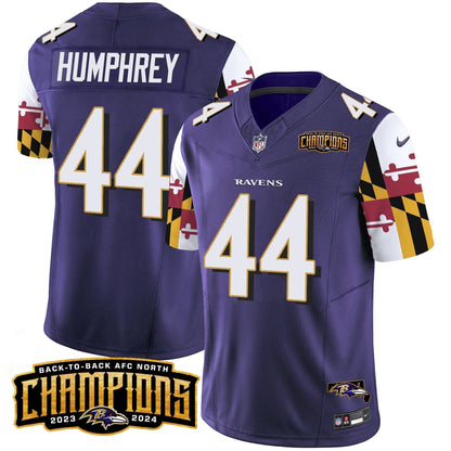 Ravens Maryland Flag Back To Back AFC North Champions Patch Vapor Limited Jersey - Stitched