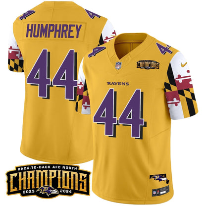 Ravens Maryland Flag Back To Back AFC North Champions Patch Vapor Limited Jersey - Stitched