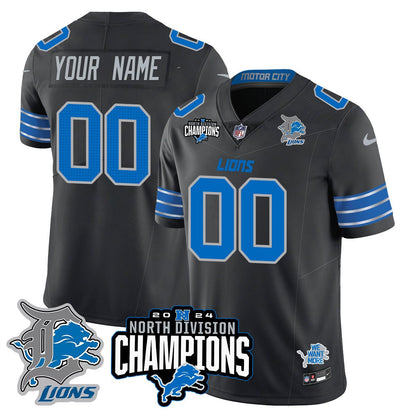 Custom Gender/Name DET 2024 NFC North Champions Gold Jersey N2 - Stitched