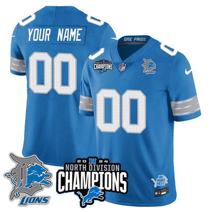 Custom Gender/Name DET 2024 NFC North Champions Gold Jersey N2 - Stitched