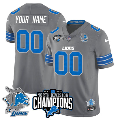 Custom Gender/Name DET 2024 NFC North Champions Gold Jersey N2 - Stitched