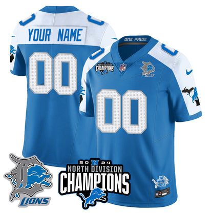 Custom Gender/Name DET 2024 NFC North Champions Gold Jersey N2 - Stitched