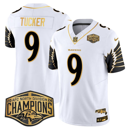 Ravens Maryland 2024 AFC North Division Champions Patch Gold Vapor Limited Jersey - Stitched