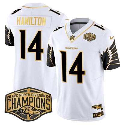 Ravens Maryland 2024 AFC North Division Champions Patch Gold Vapor Limited Jersey - Stitched