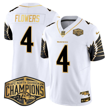 Ravens Maryland 2024 AFC North Division Champions Patch Gold Vapor Limited Jersey - Stitched