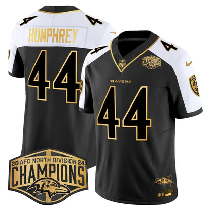 Ravens Maryland 2024 AFC North Division Champions Patch Gold Vapor Limited Jersey - Stitched