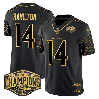Ravens Maryland 2024 AFC North Division Champions Patch Gold Vapor Limited Jersey - Stitched