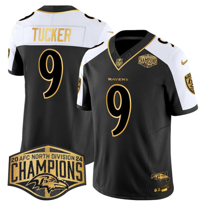 Ravens Maryland 2024 AFC North Division Champions Patch Gold Vapor Limited Jersey - Stitched