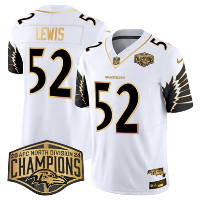 Ravens Maryland 2024 AFC North Division Champions Patch Gold Vapor Limited Jersey - Stitched