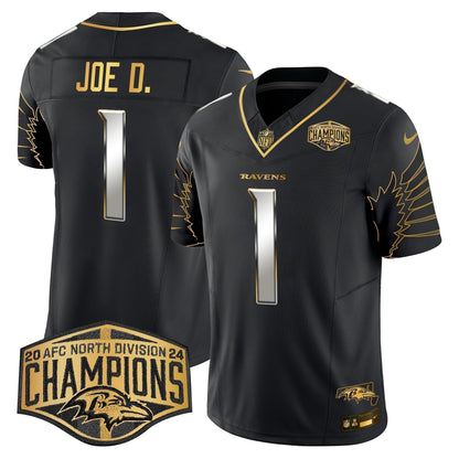Ravens Maryland 2024 AFC North Division Champions Patch Gold Vapor Limited Jersey - Stitched