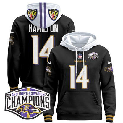BAL 2024 AFC North Division Champions Patch Pullover Hoodie V2 - Stitched