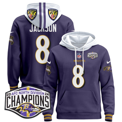 BAL 2024 AFC North Division Champions Patch Pullover Hoodie V2 - Stitched