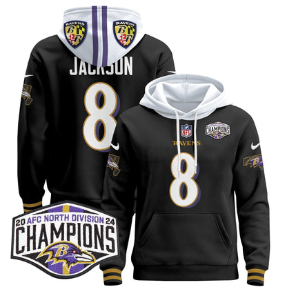 BAL 2024 AFC North Division Champions Patch Pullover Hoodie V2 - Stitched
