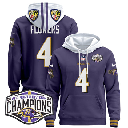BAL 2024 AFC North Division Champions Patch Pullover Hoodie V2 - Stitched
