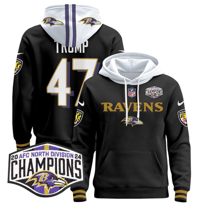 BAL 2024 AFC North Division Champions Patch Pullover Hoodie - Stitched