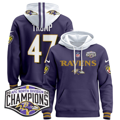 BAL 2024 AFC North Division Champions Patch Pullover Hoodie - Stitched
